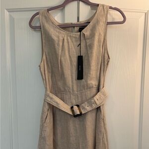 Tahari Beige Midi Dress with Belt